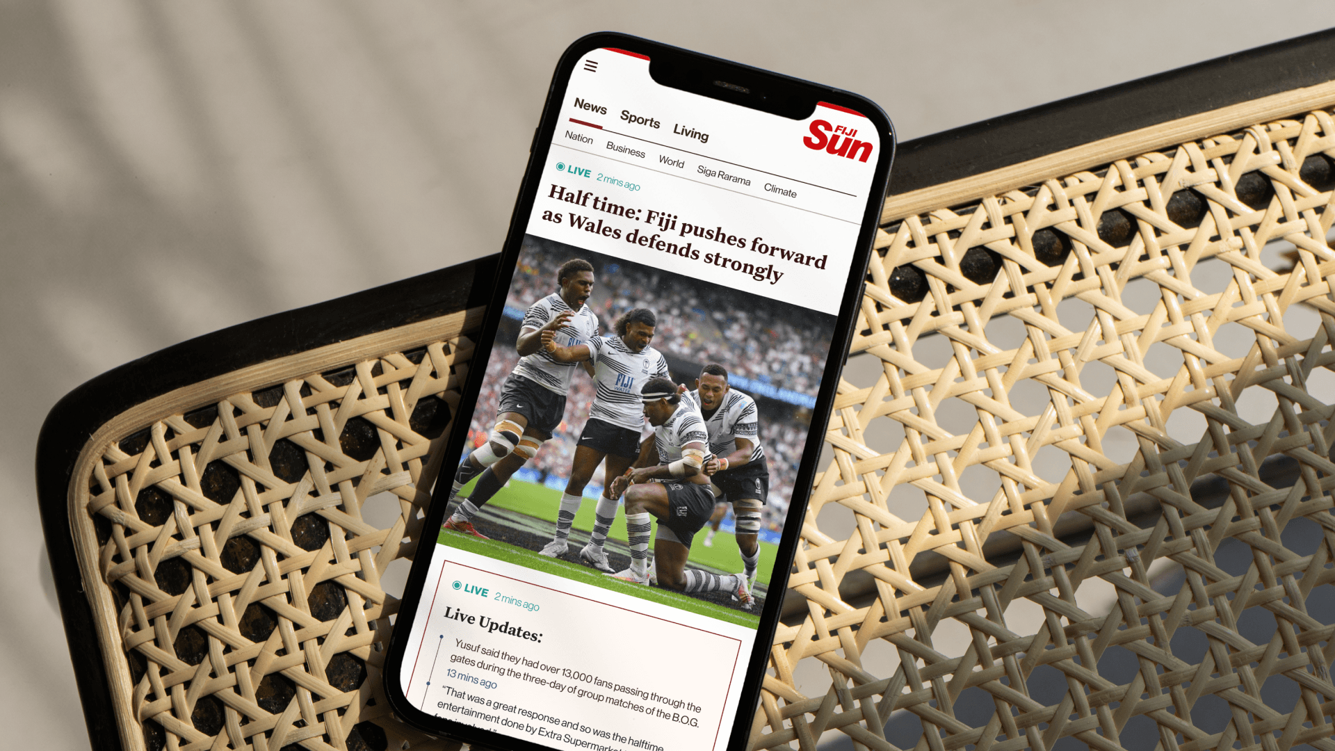 The Fiji Sun in a mobile 